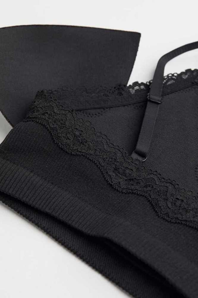 Lencería H&M Seamless Acolchado Bra Mujer Negros | 805369XZH