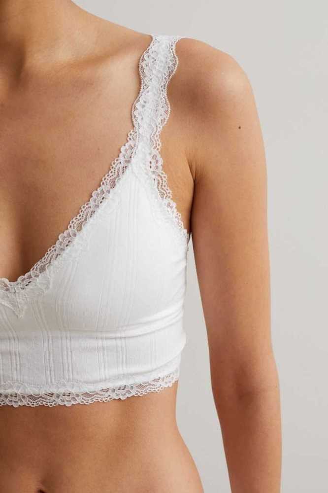 Lencería H&M Seamless Acolchado Jersey Bra Mujer Blancos | 495826IUZ