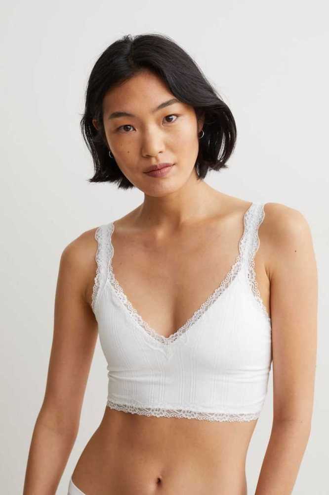 Lencería H&M Seamless Acolchado Jersey Bra Mujer Blancos | 495826IUZ