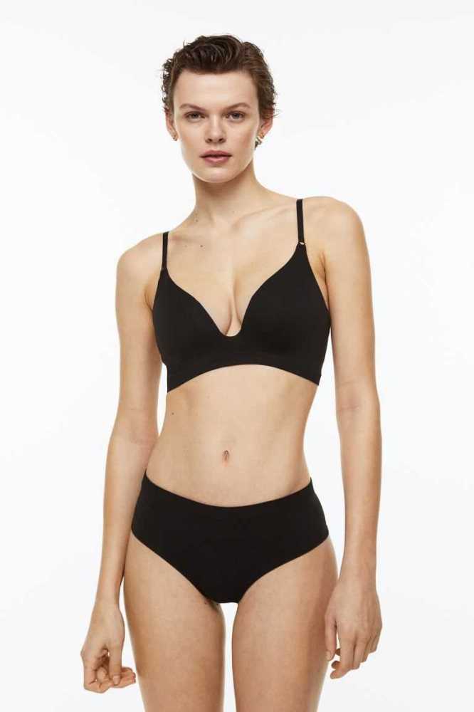 Lencería H&M Seamless Jersey Push-up Bra Mujer Negros | 625431ZDF