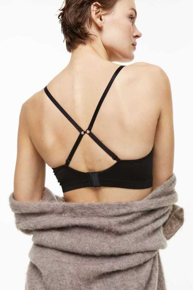 Lencería H&M Seamless Jersey Push-up Bra Mujer Negros | 625431ZDF