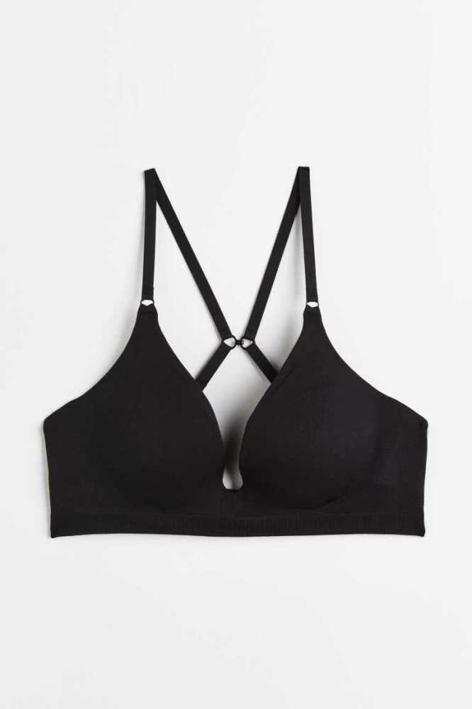 Lencería H&M Seamless Jersey Push-up Bra Mujer Negros | 625431ZDF