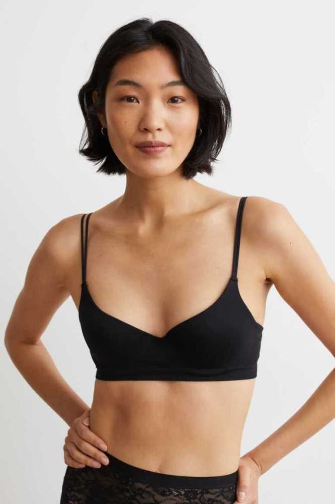 Lencería H&M Seamless Jersey Push-up Bra Mujer Negros | 930548CLJ