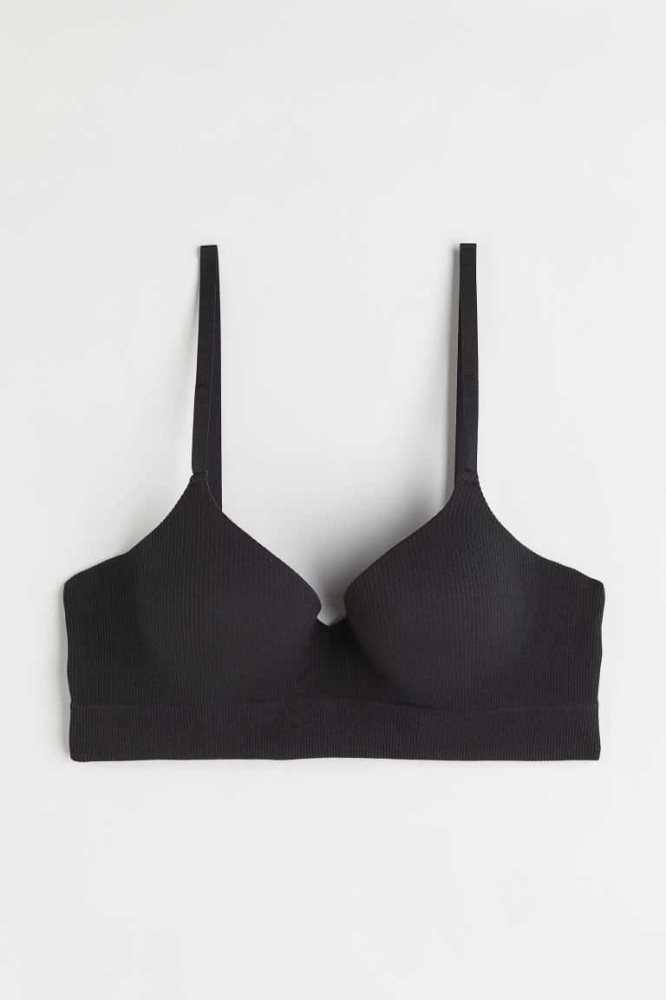 Lencería H&M Seamless Push-up Bra Mujer Negros | 105642DLV