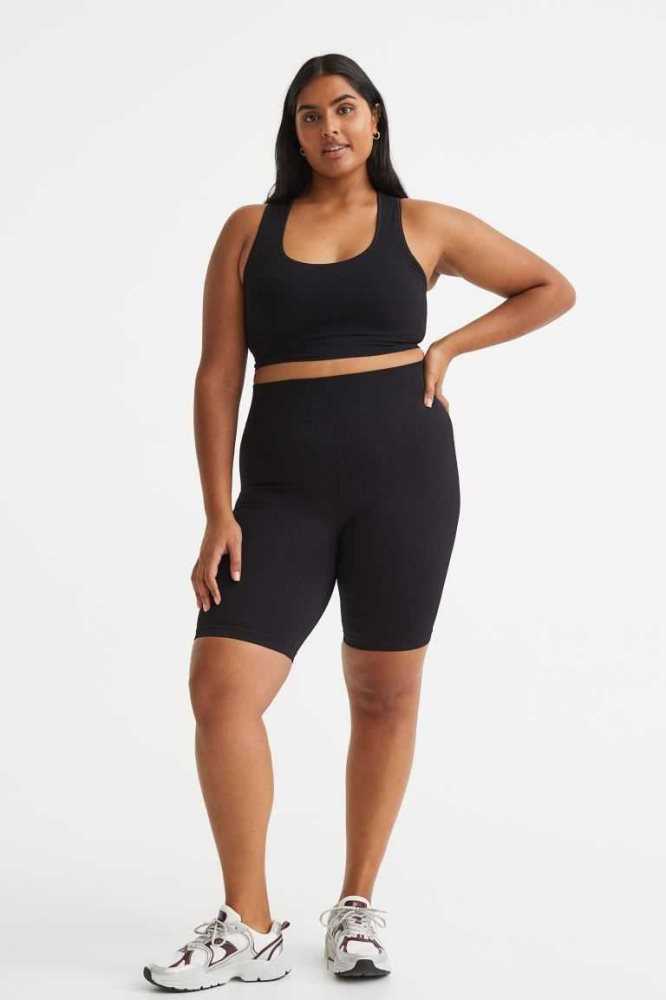 Lencería H&M Seamless Sports Bra Mujer Negros | 453702SMR