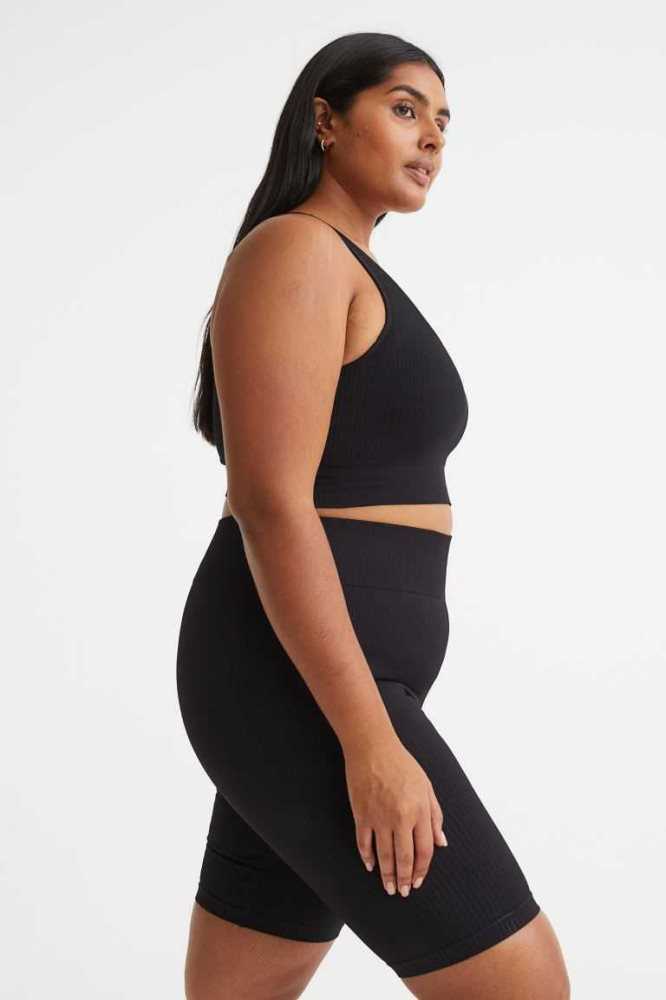 Lencería H&M Seamless Sports Bra Mujer Negros | 453702SMR