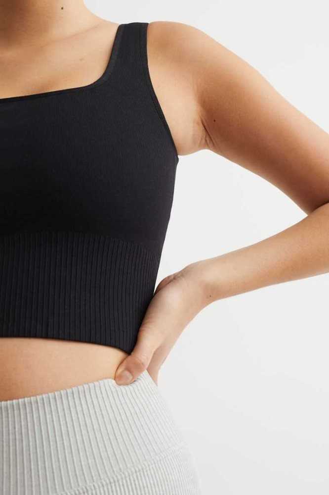 Lencería H&M Seamless Sports Bralette Mujer Negros | 205389TNJ