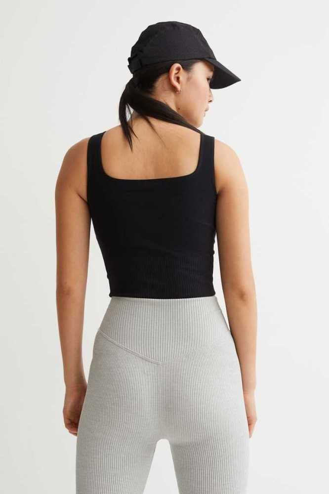 Lencería H&M Seamless Sports Bralette Mujer Negros | 205389TNJ