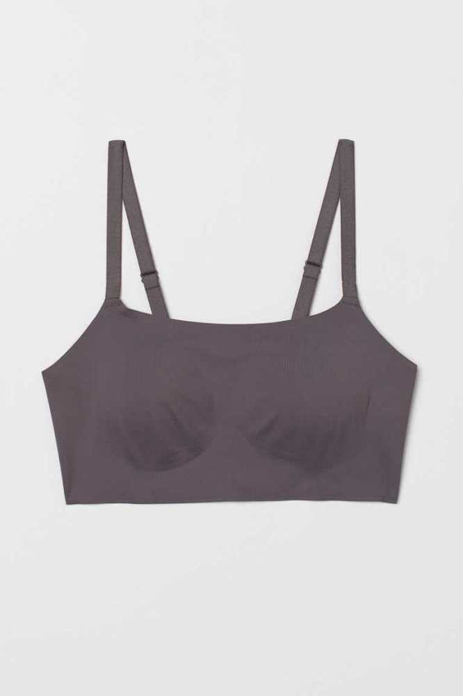 Lencería H&M Smoothing Microfiber Bra Top Mujer Grises Oscuro | 516803LAD