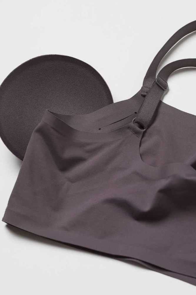 Lencería H&M Smoothing Microfiber Bra Top Mujer Grises Oscuro | 516803LAD