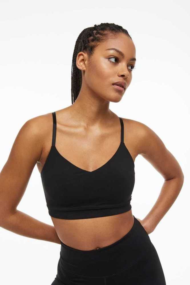 Lencería H&M SoftMove Light Support Sports bra Mujer Negros | 582034GCS