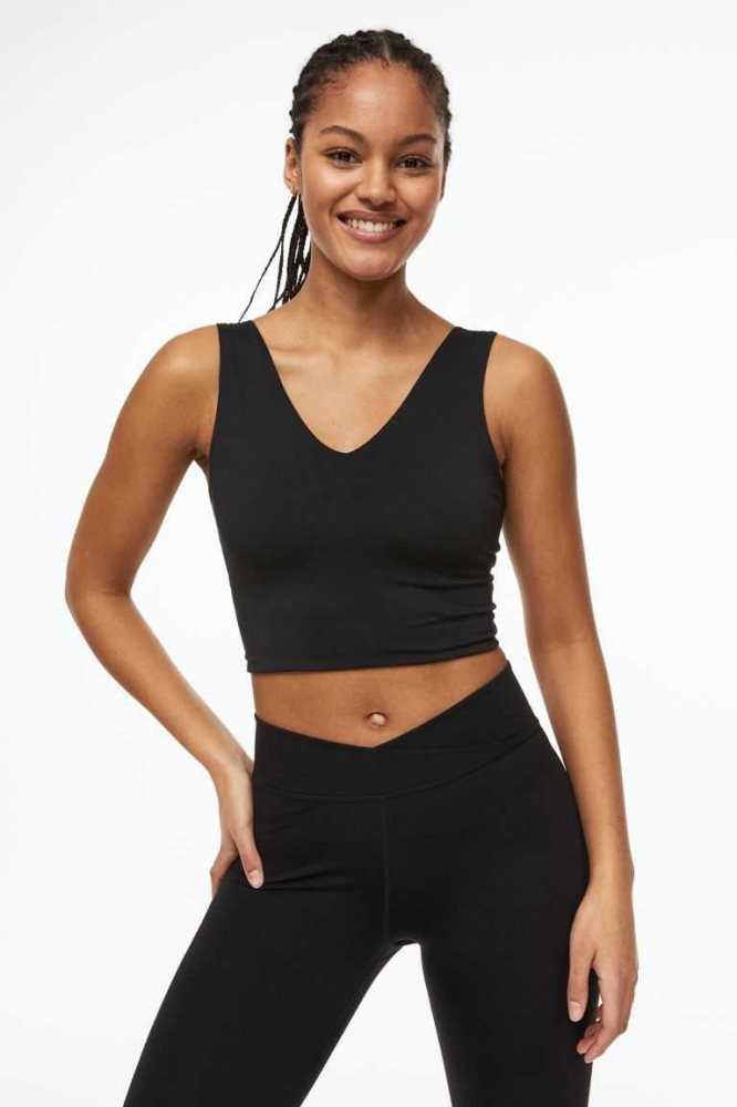 Lencería H&M SoftMove Medium Support Sports bra Mujer Negros | 768492UTI