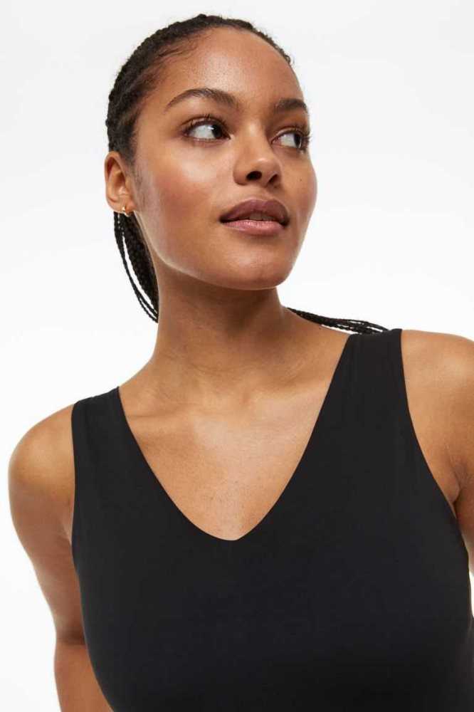 Lencería H&M SoftMove Medium Support Sports bra Mujer Negros | 768492UTI