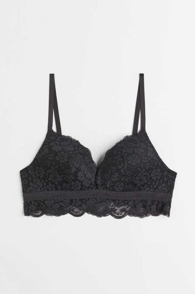 Lencería H&M Soft-cup Push-up Bralette Mujer Grises Oscuro | 137924XKG