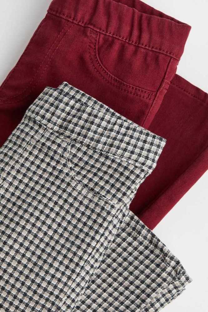 Pantalones H&M 2-pack Pull-on Twill Niños Rojos Oscuro | 172634LIE