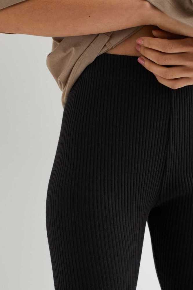 Pantalones H&M Acanalado Leggings Mujer Negros | 271365QDV