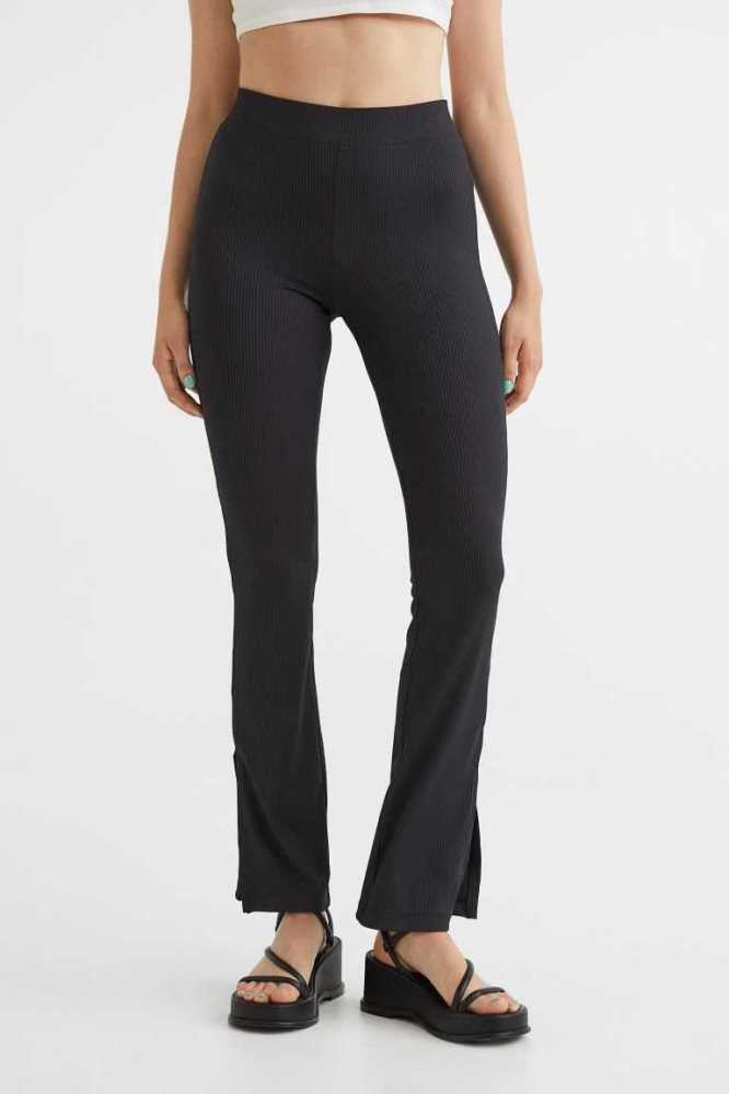 Pantalones H&M Acanalado Leggings Mujer Grises Oscuro | 842071ROD