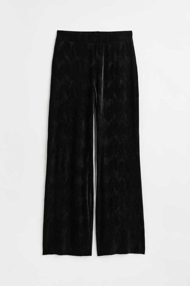 Pantalones H&M Acanalado velour trousers Mujer Negros | 354062AFS