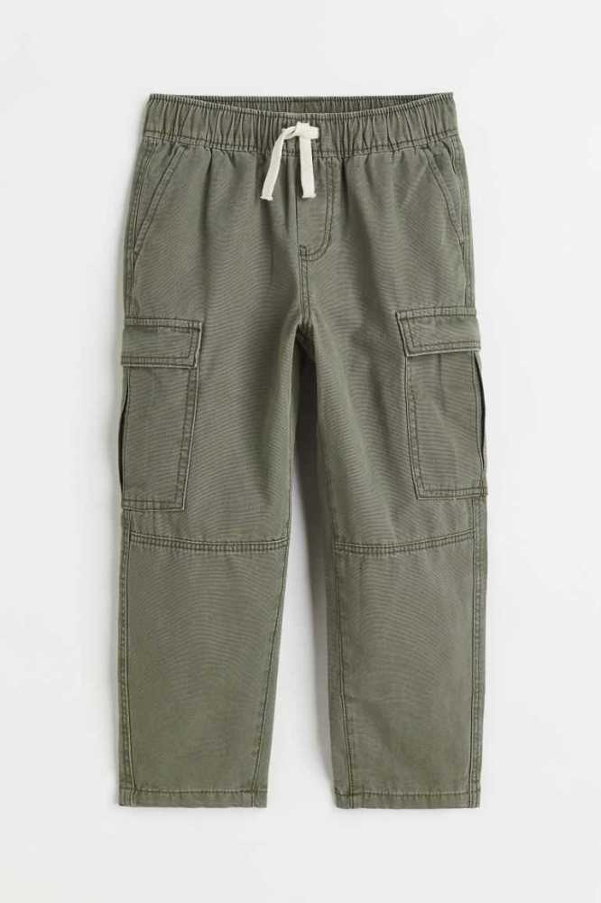 Pantalones H&M Algodon Cargo Niños Kaki Verdes | 587246WDE