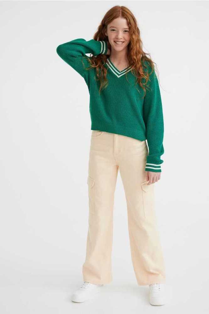 Pantalones H&M Anchos Fit High Twill Niños Rosas | 561824QNA