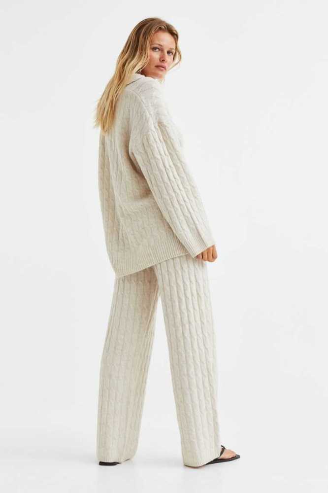 Pantalones H&M Cable-knit Mujer Beige Blancos | 495380OGU