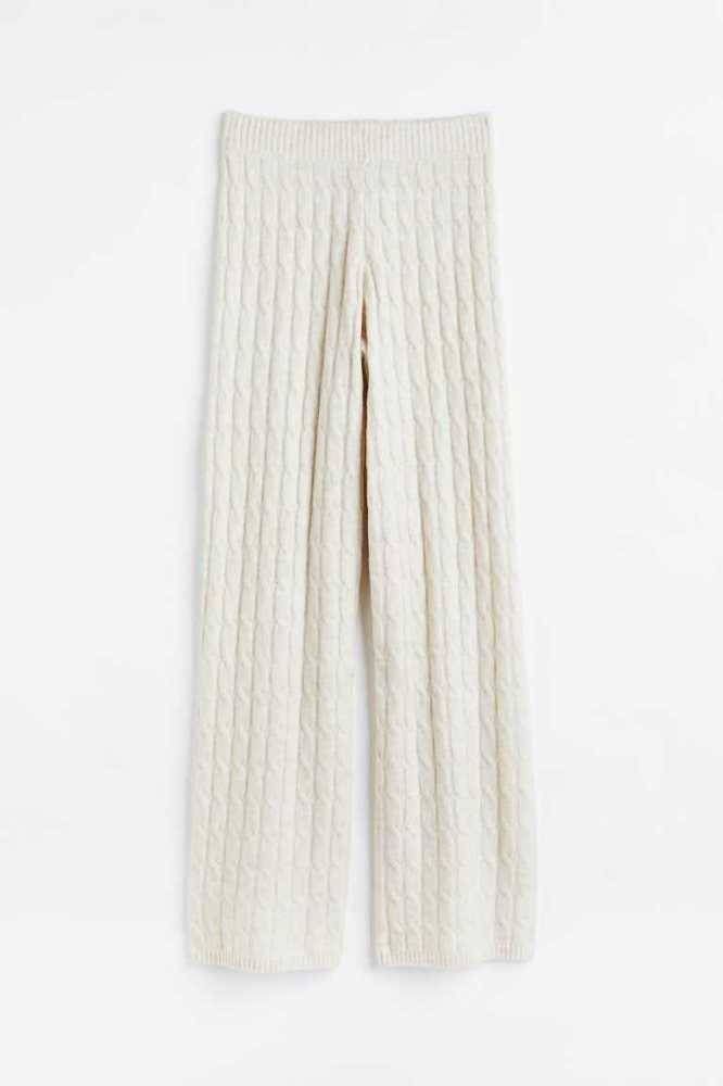 Pantalones H&M Cable-knit Mujer Beige Blancos | 495380OGU