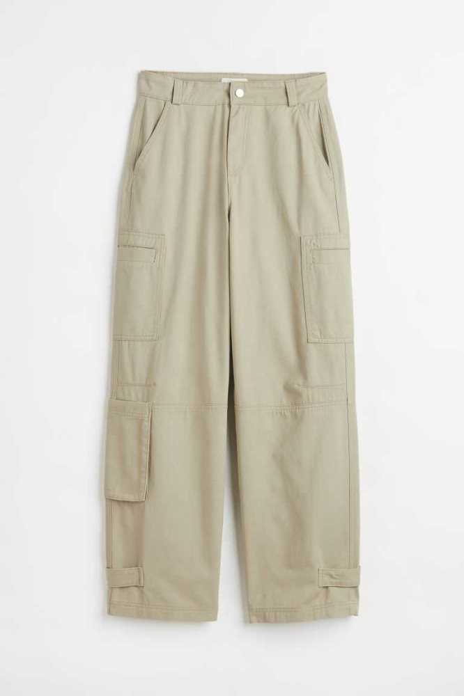 Pantalones H&M Directo Cargo Mujer Beige Claro | 351489ITF