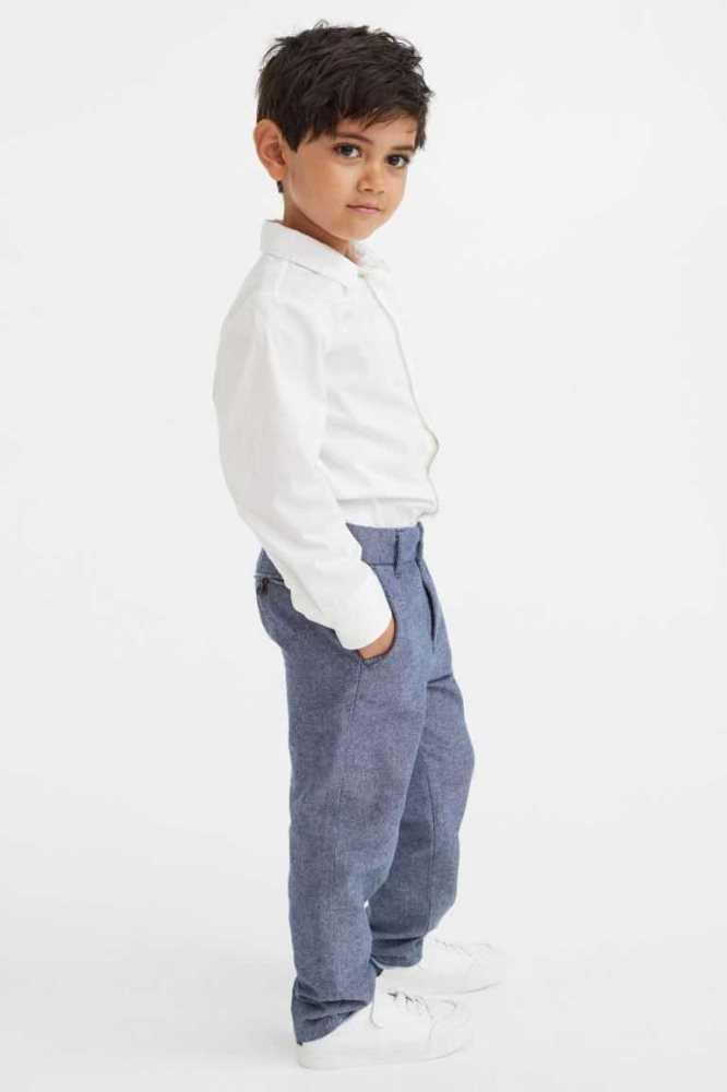 Pantalones H&M Directo Fit Algodon Chinos Niños Azules Oscuro | 236804QIW