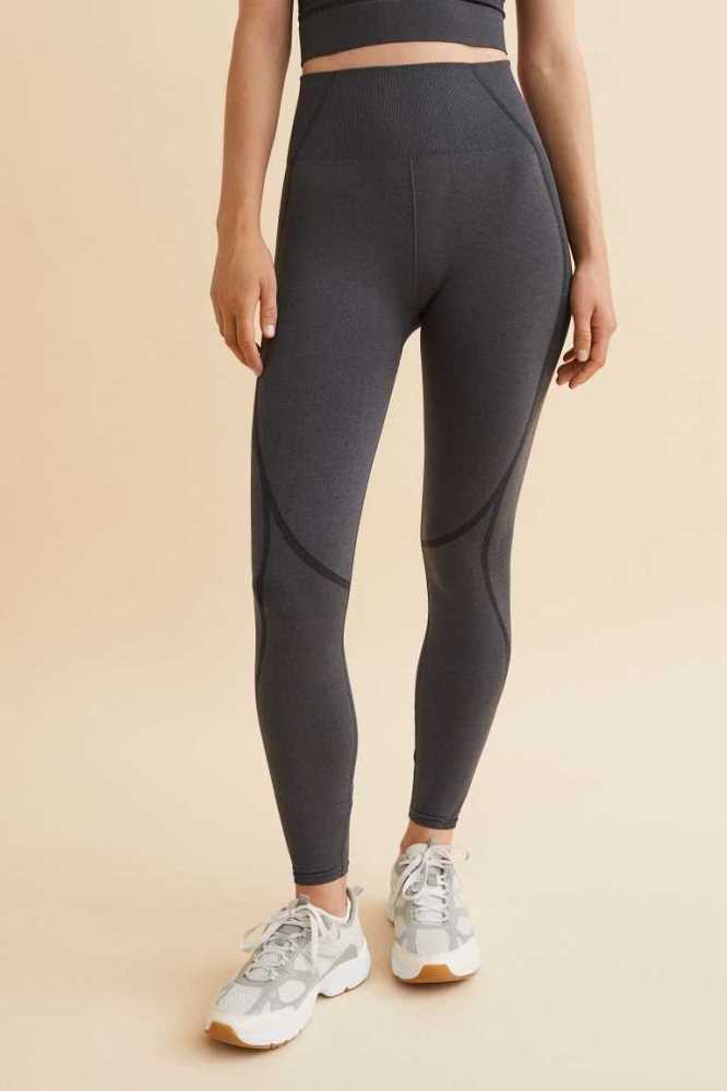 Pantalones H&M DryMove Seamless Sports tights Mujer Grises Oscuro | 546920GTM