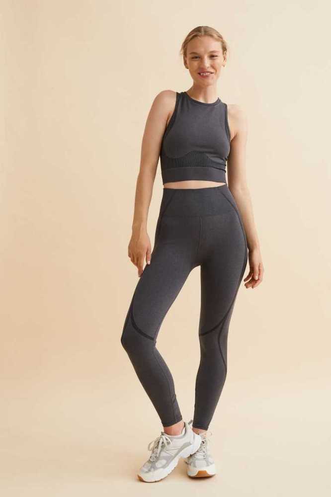 Pantalones H&M DryMove Seamless Sports tights Mujer Grises Oscuro | 546920GTM