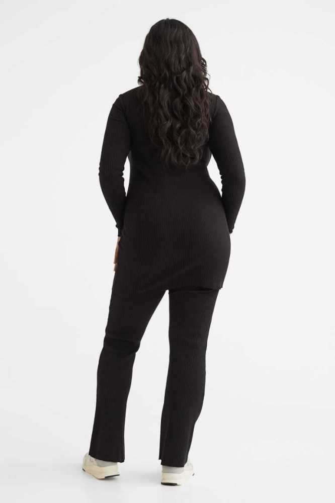 Pantalones H&M Flared Acanalado Leggings Mujer Negros | 721564DFQ