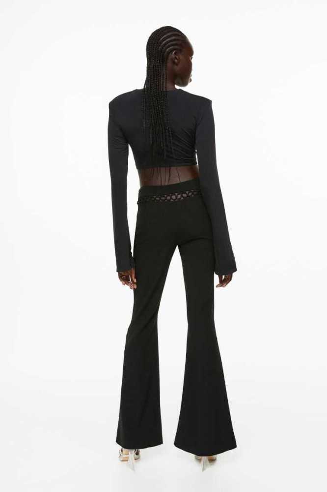 Pantalones H&M Flared Lacing-detail Mujer Negros | 049275THV