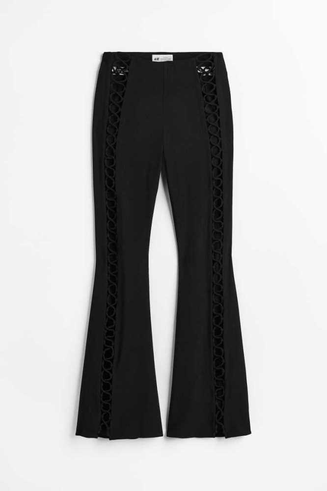 Pantalones H&M Flared Lacing-detail Mujer Negros | 049275THV