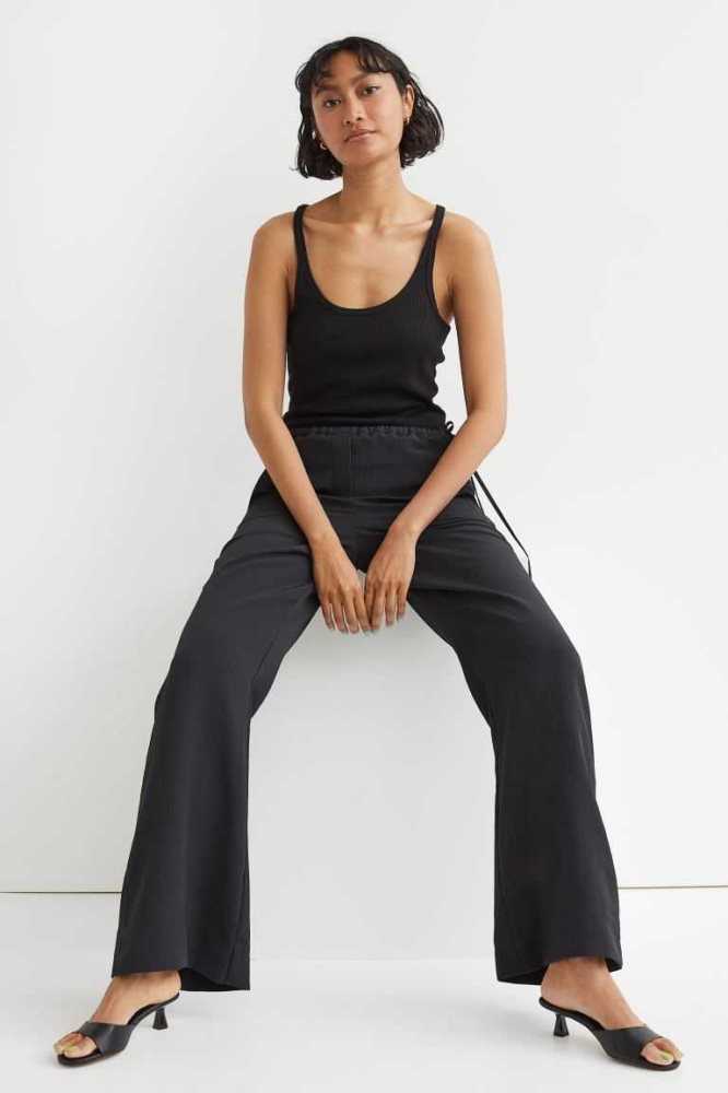 Pantalones H&M Flared Mujer Negros | 160458LJH