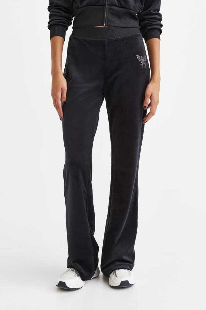 Pantalones H&M Flared Velour Mujer Azules Claro | 845267JMN