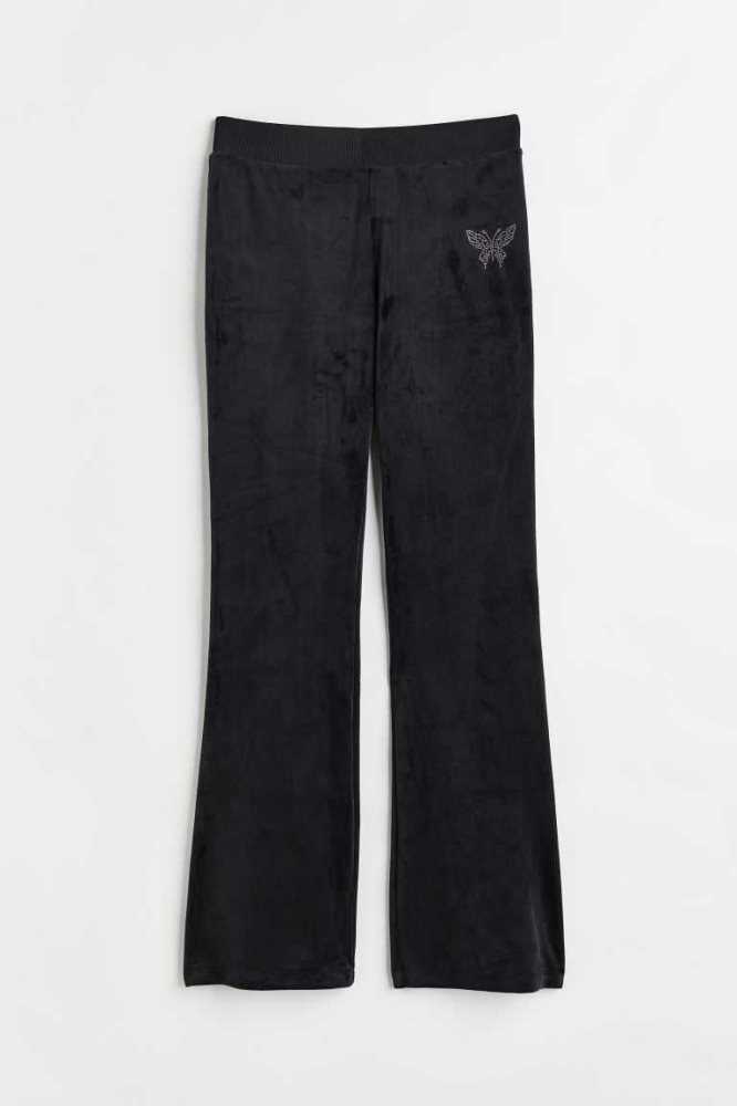 Pantalones H&M Flared Velour Mujer Azules Claro | 845267JMN