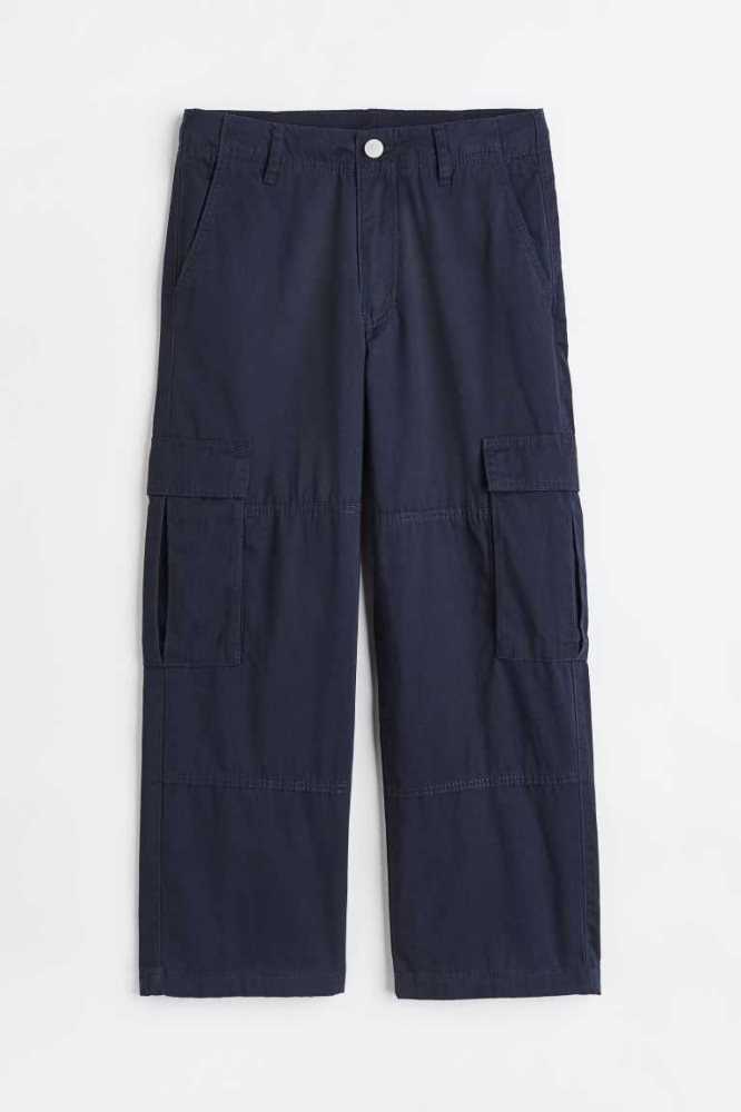 Pantalones H&M Forro Algodon Cargo Niños Azul Marino Azules | 031798ZLX