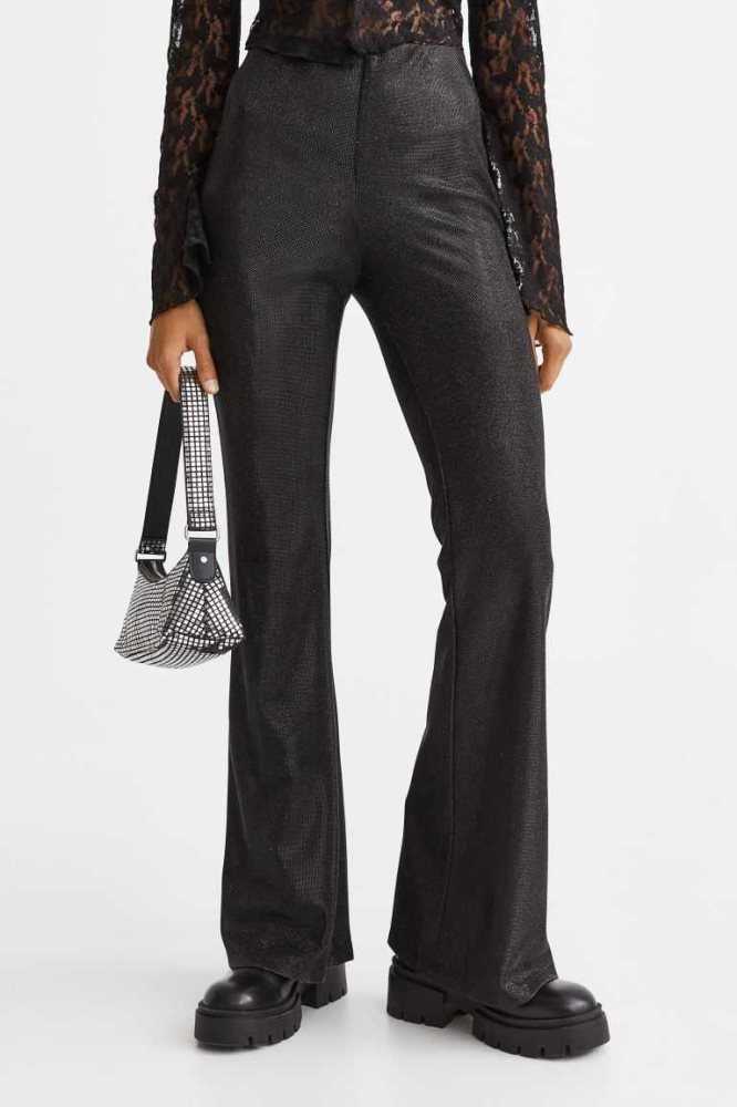 Pantalones H&M Glittery Flared Leggings Mujer Negros | 908124HPB