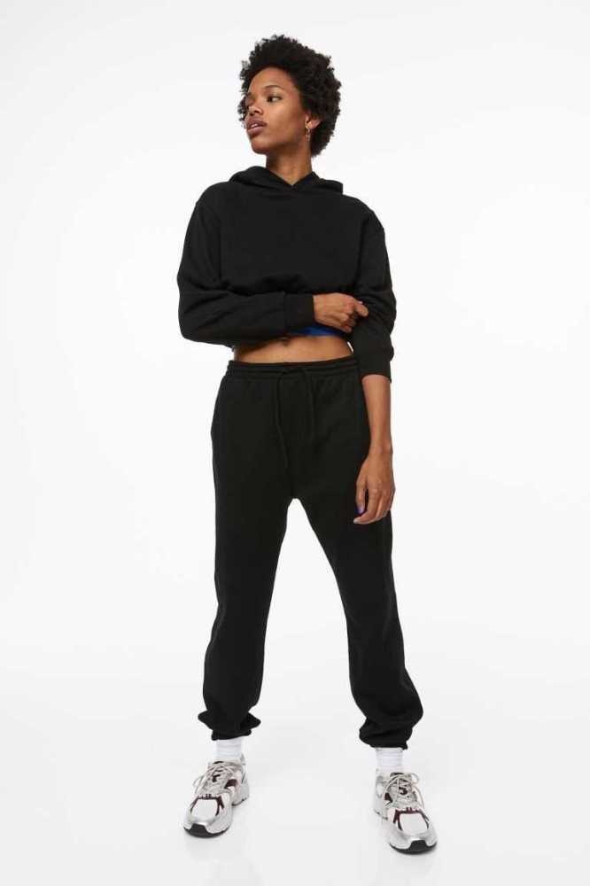 Pantalones H&M High Cintura Joggers Mujer Negros | 718360XCD