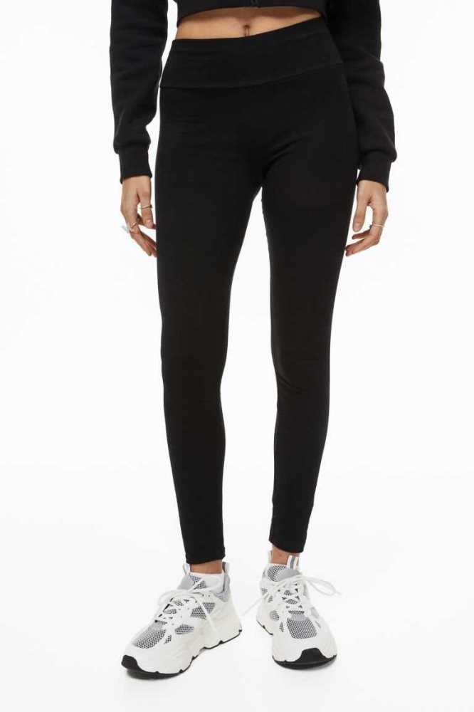 Pantalones H&M High Cintura Leggings Mujer Negros | 042851JZX