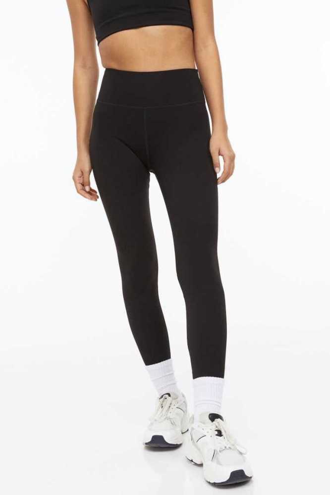 Pantalones H&M High Cintura Sports Leggings Mujer Negros | 720951JZB