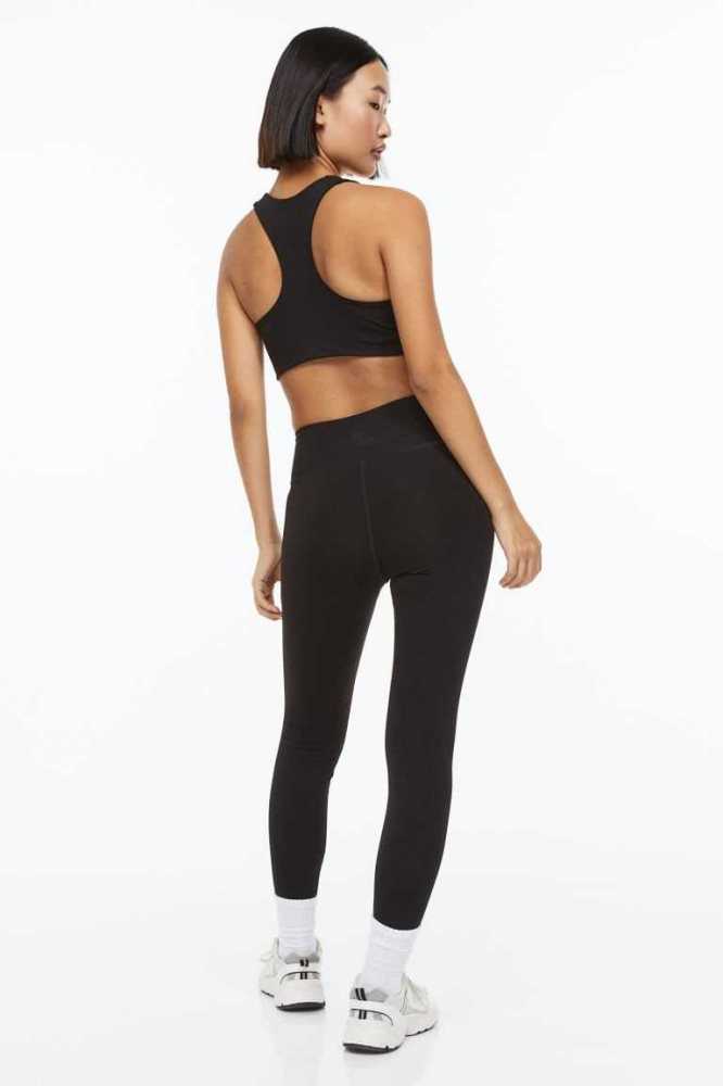 Pantalones H&M High Cintura Sports Leggings Mujer Negros | 720951JZB