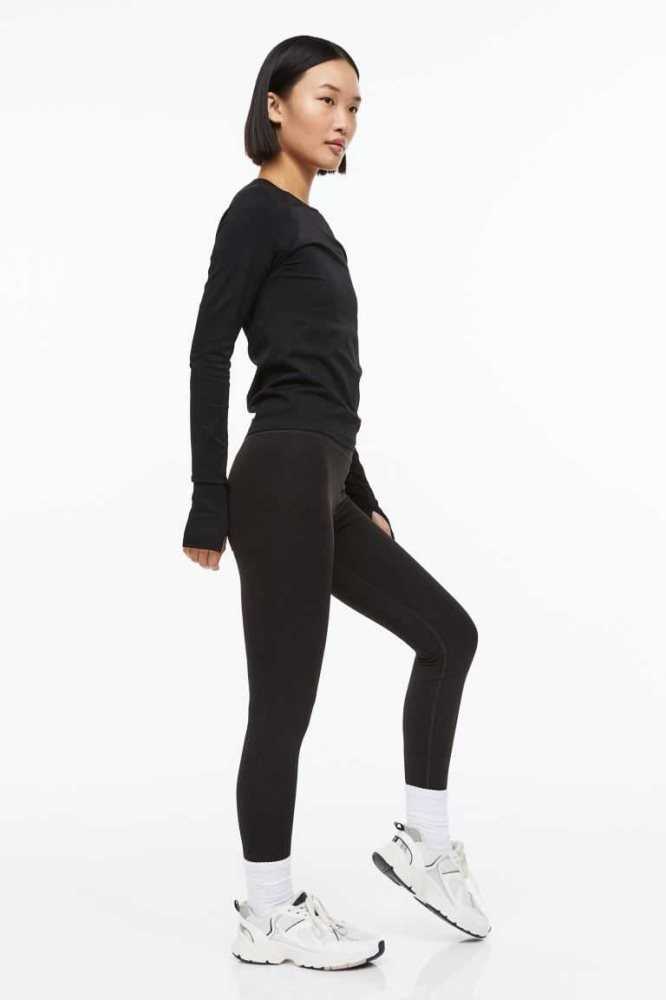 Pantalones H&M High Cintura Sports Leggings Mujer Marrom Oscuro | 817364HOT