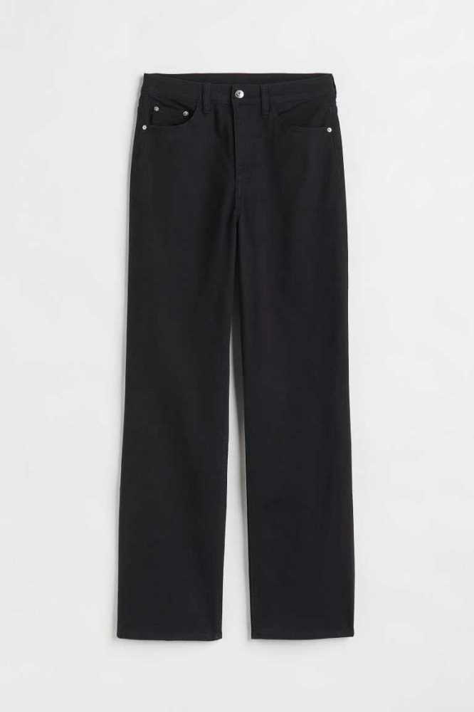 Pantalones H&M High Cintura Twill Mujer Negros | 932861VRF