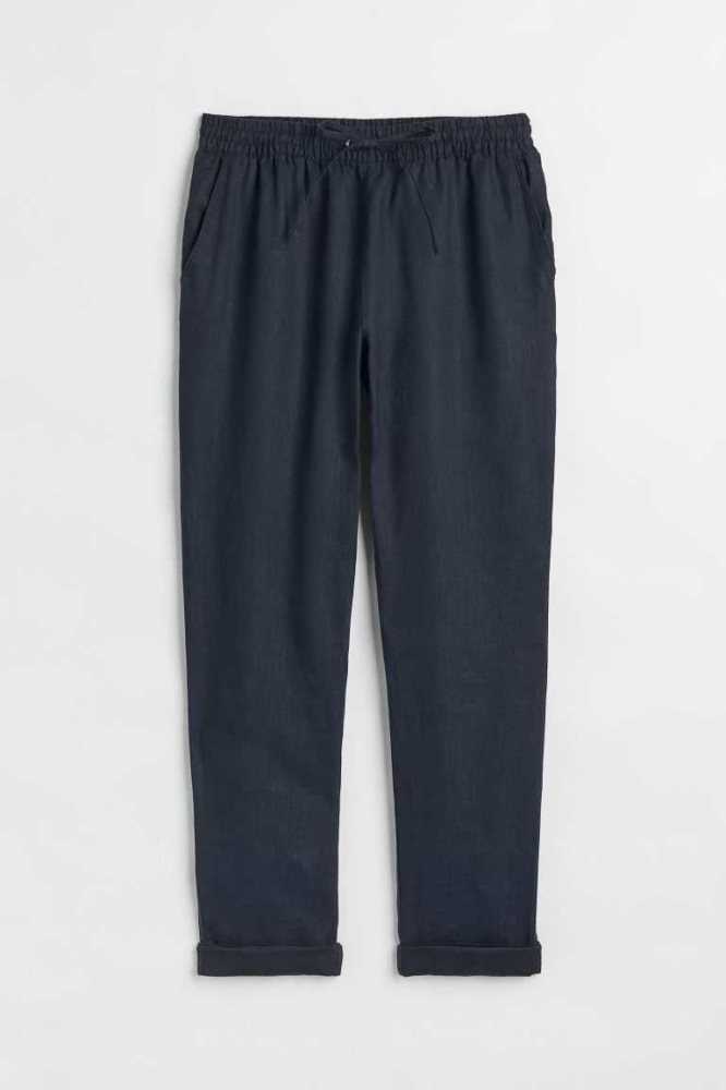 Pantalones H&M Linen Joggers Mujer Azules | 980143TCD