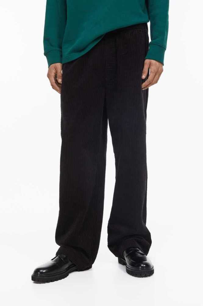 Pantalones H&M Loose Fit Corduroy Hombre Verdes Oscuro | 510683NLD