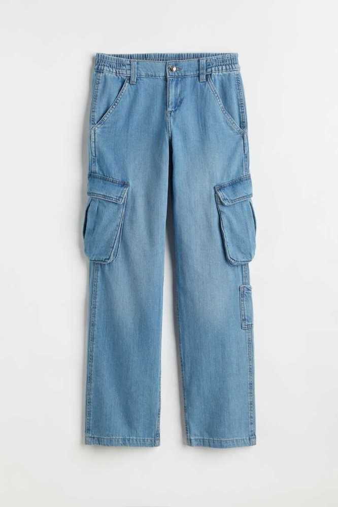 Pantalones H&M Low Cintura Cargo Jeans Mujer Azules | 124078QVK