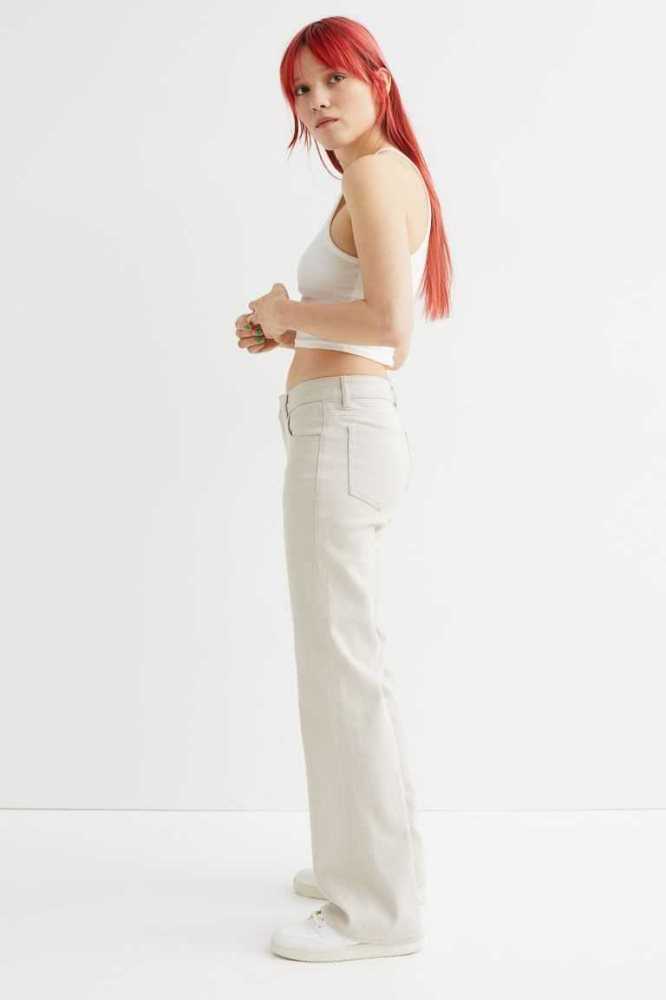 Pantalones H&M Low Cintura Flared Twill Mujer Blancos | 094637PHW