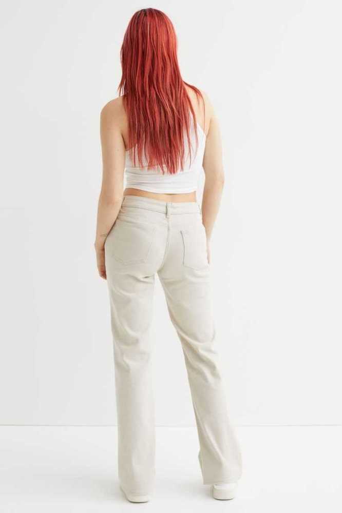 Pantalones H&M Low Cintura Flared Twill Mujer Blancos | 094637PHW