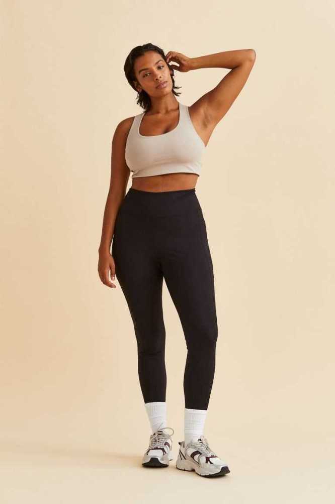 Pantalones H&M Pocket-detail Sports Leggings Mujer Negros | 806149VOR